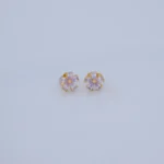 ARETES TOPOS FLOR EN ORO 18K