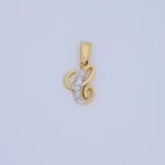 DIJE LETRA C LISA CON PIEDRAS EN ORO 18K