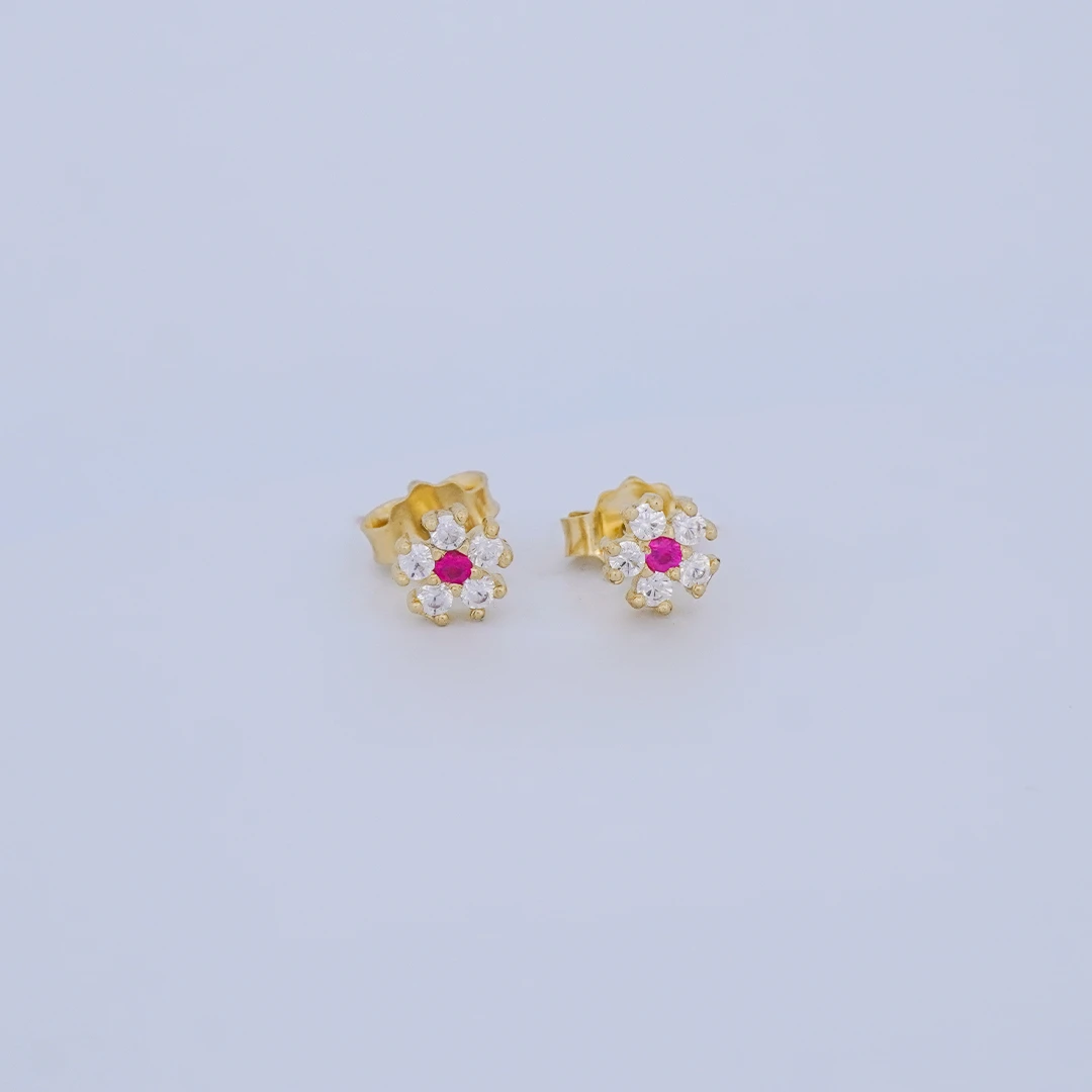 1902861.webp ARETES TOPOS FLOR EN ORO 18K - Image 1