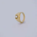 Anillo para Hombre Piedra Blanca en Oro 18 Kilates