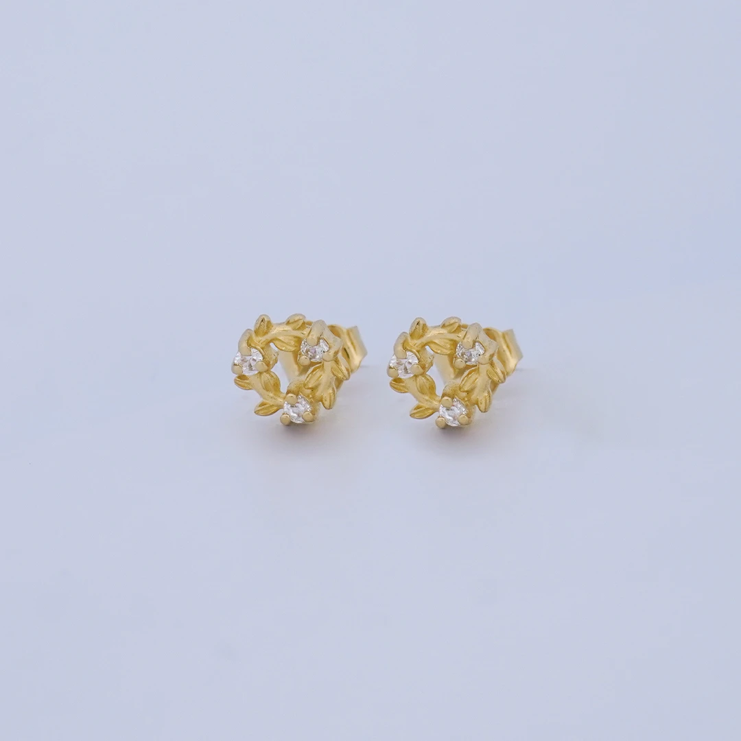 1951422.webp ARETES TOPOS ROMBO CON PIEDRAS EN ORO 18K - Image 1