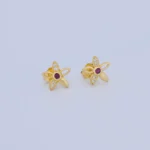 ARETES TOPOS FLOR EN ORO 18K