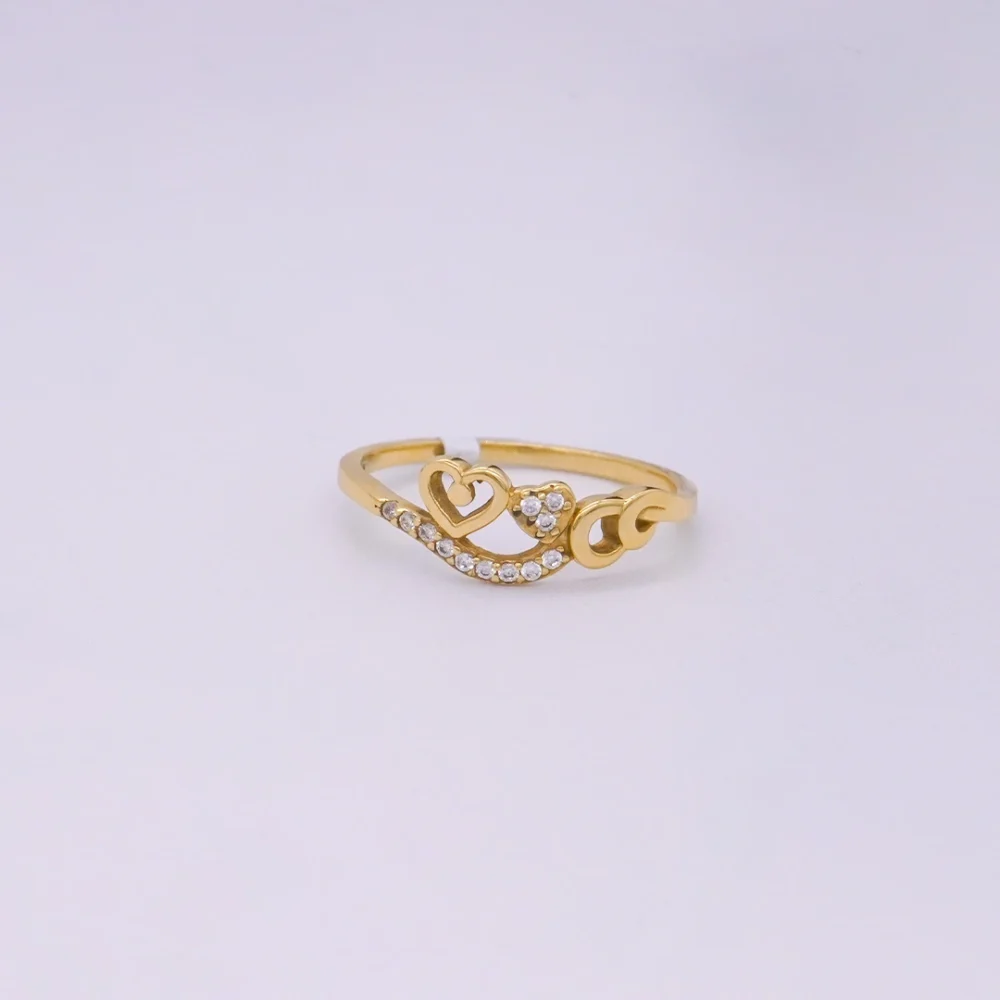Anillo Corazones Con Zircones 18K - Orofino Ecuador