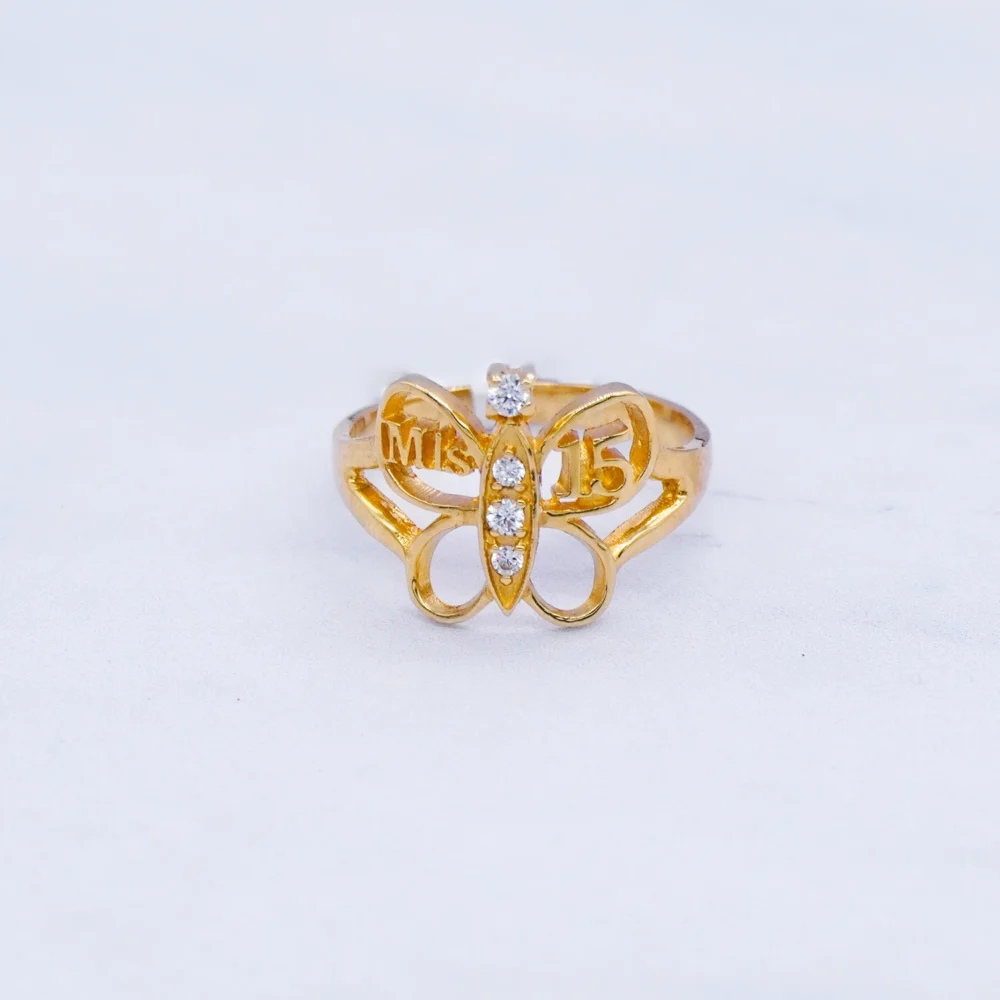 Anillo Mis 15 Mariposa 18K - Orofino Ecuador