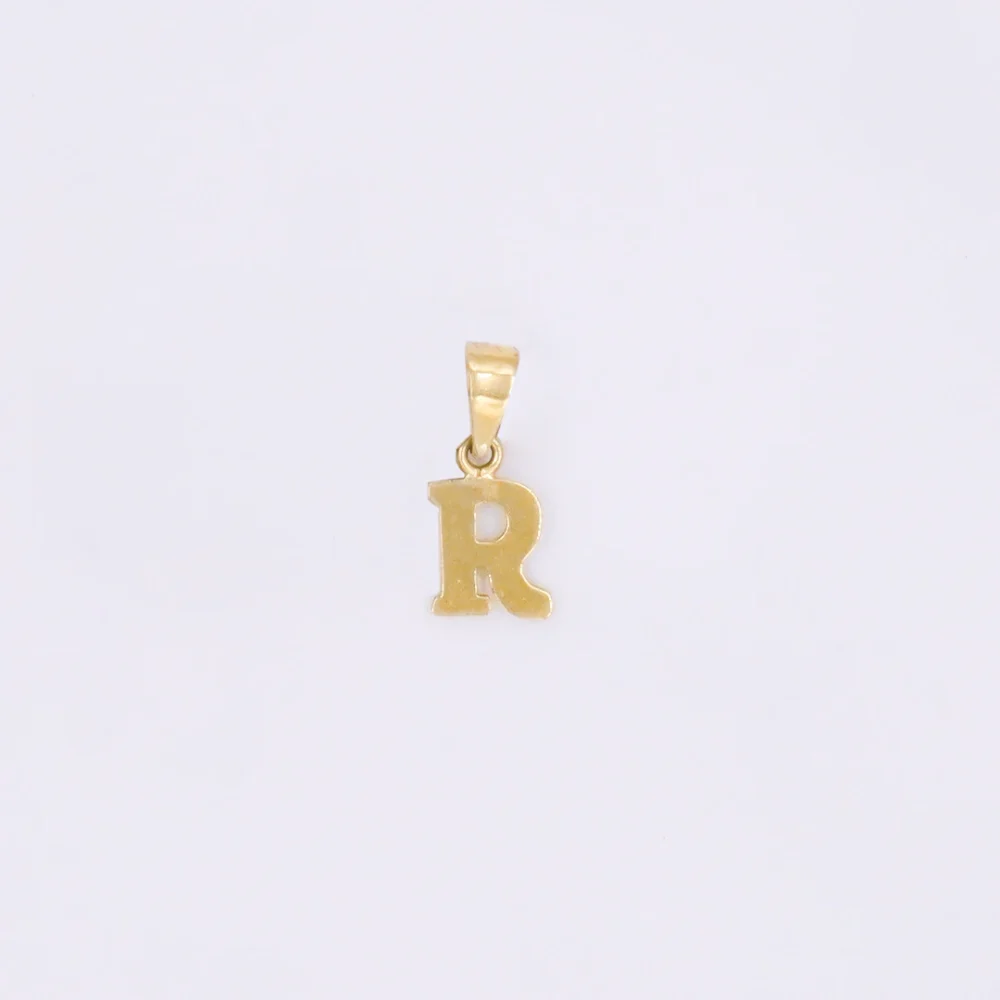 Dije Letra R Lisa Oro 18K - Orofino Ecuador