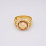 Anillo Para Hombre Rolex Calado Piedras Rojas Oro 18K - Orofino Ecuador