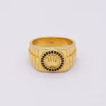 Anillo Para Hombre Rolex Calado Piedras Negras  Oro 18K - Orofino Ecuador