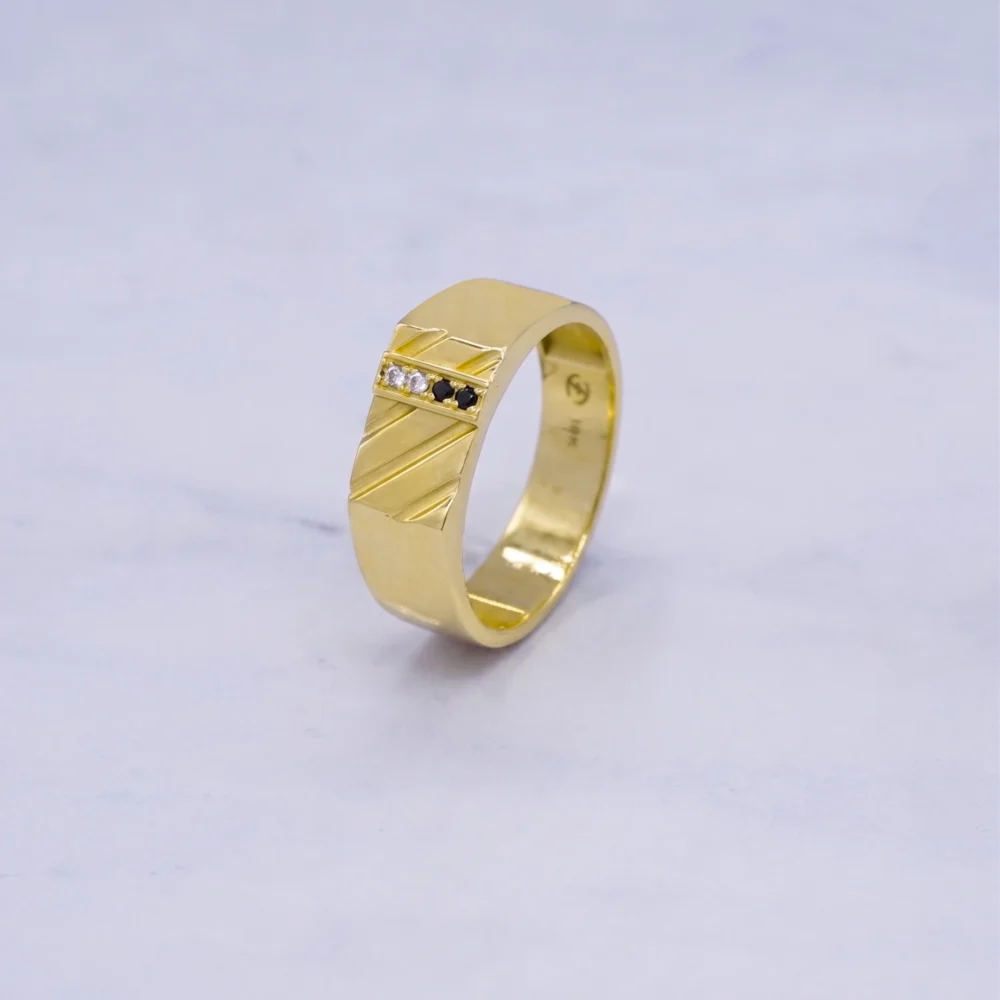 Anillo Para Hombre Liso Regleta Piedra Oro 18K - Orofino Ecuador