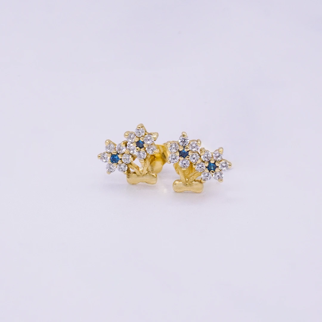 1571789.webp Aretes Topo Flor Piedra 18K - Orofino Ecuador