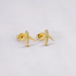 Aretes Topo Avion Piedras 18K - Orofino Ecuador