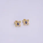 Aretes Topos Mariposas Piedras Oro 18K - Orofino Ecuador