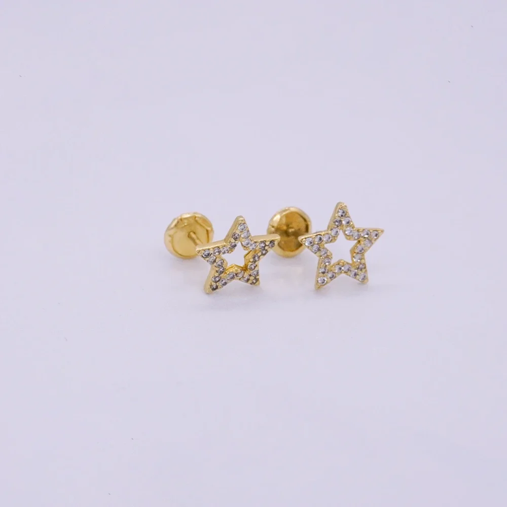 Aretes Topos Estrellas Ortopedicos Oro 18K - Orofino Ecuador
