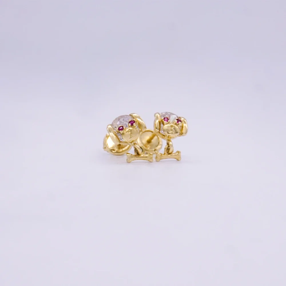 Aretes Topos Figura Perro Orotopedicos Oro 18K - Orofino Ecuador