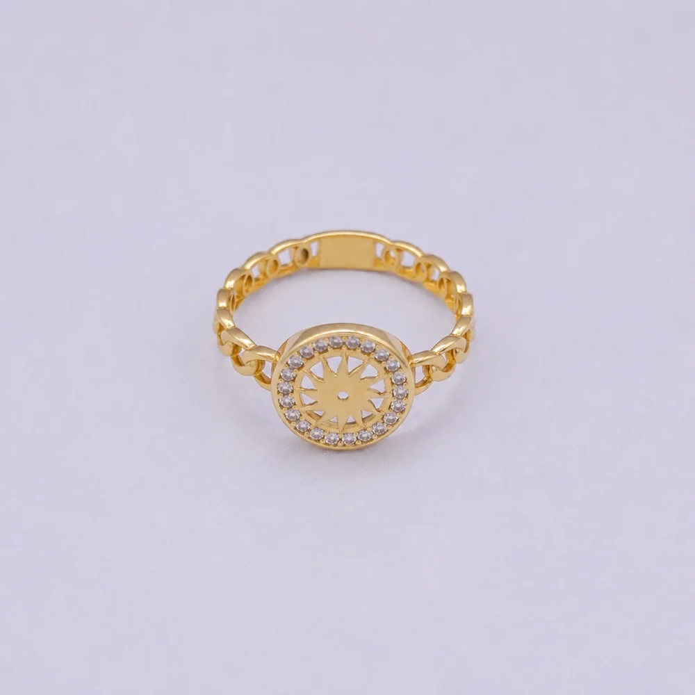 Anillo Eslabones Con Zircones 18K - Orofino Ecuador