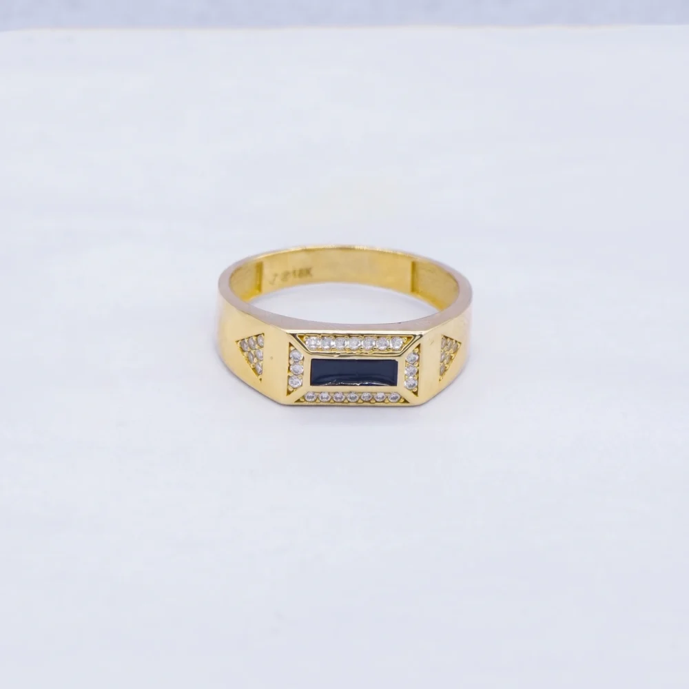 Anillo Placa Con Zircones 18K - Orofino Ecuador