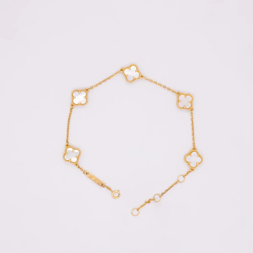 Pulso Tejido Rolon Van Cleef Blanc Oro 18K - Orofino Ecuador