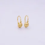 Aretes Cortos Media Bola Oro 18K - Orofino Ecuador