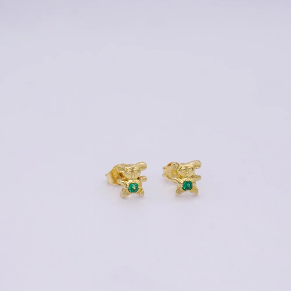 Aretes Topos Osos Piedras Oro 18K - Orofino Ecuador