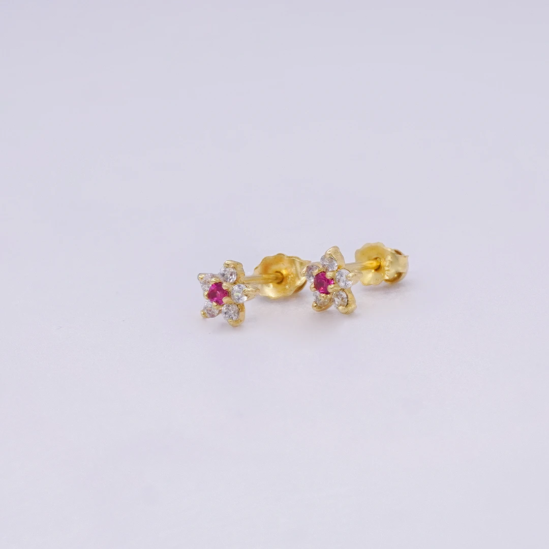 1671550.webp ARETES TOPOS FLOR PIEDRAS ORO 18K - Image 1