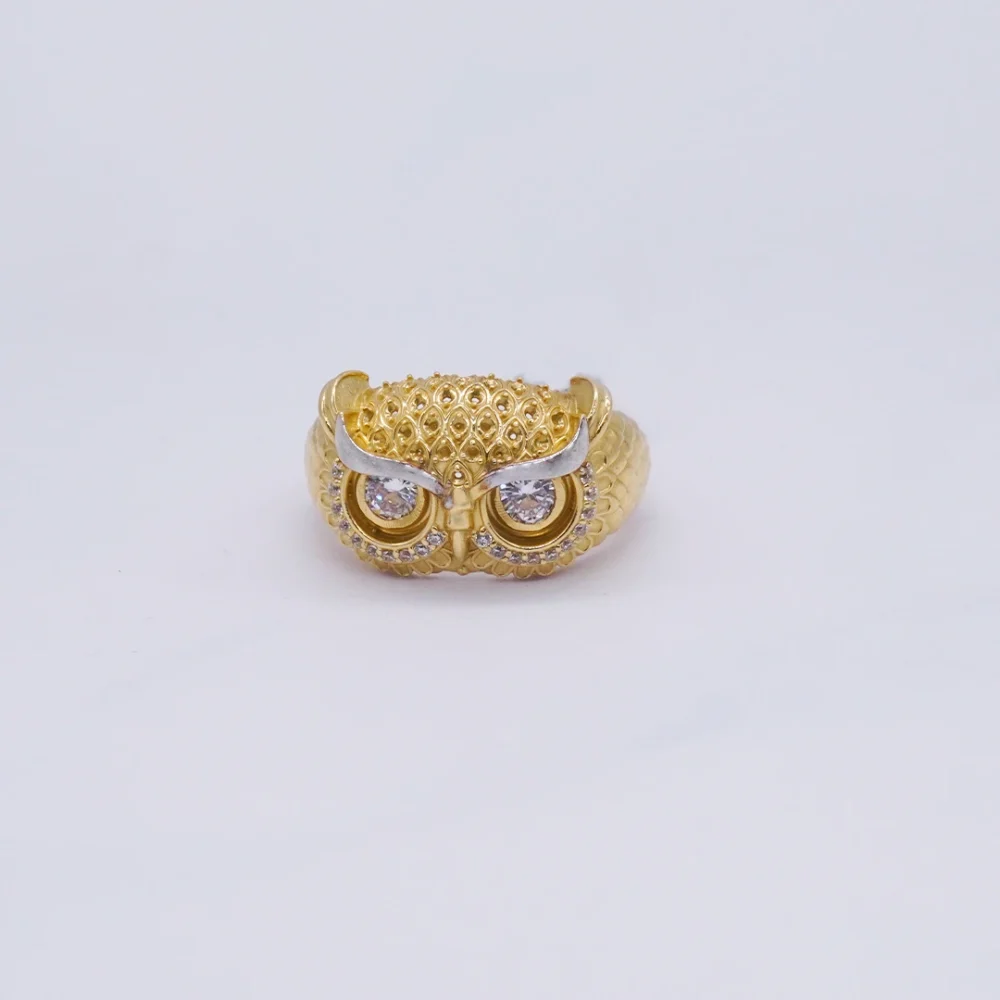 Anillo Para Hombre Buho Piedras Colores Oro 18K - Orofino Ecuador