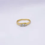 ANILLO PARA DAMA REGLETA PIEDRAS BLANCAS ORO 18K