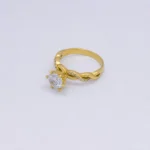 ANILLO SOLITARIO CALADO PIEDRAS BLANCAS ORO 18K
