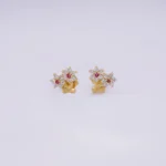 ARETES TOPO FLOR PIEDRA 18K
