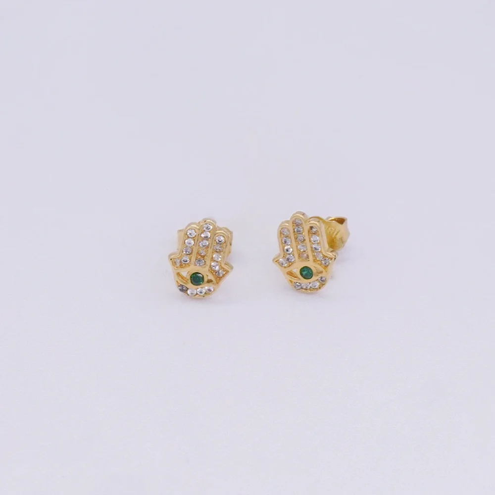 Aretes Topo Mano De Fatima 18K - Orofino Ecuador