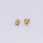 ARETES TOPO MANO DE FATIMA 18K