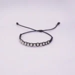 PULSO TEJIDO CON 12 BOLAS DE ORO BLANCO 18K