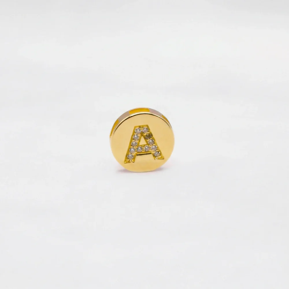 Dije Herraje Letra A Piedras Oro 18K - Orofino Ecuador