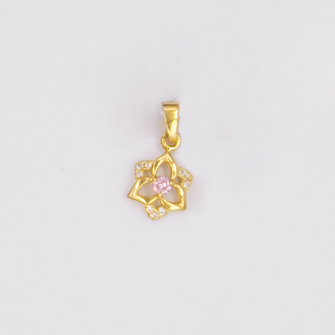 1672012.webp DIJE FLOR PIEDRA ROSA ORO 18K - Image 1