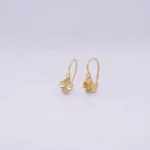 ARETES CORTOS TREBOL CIERRE PRESION ORO 18K