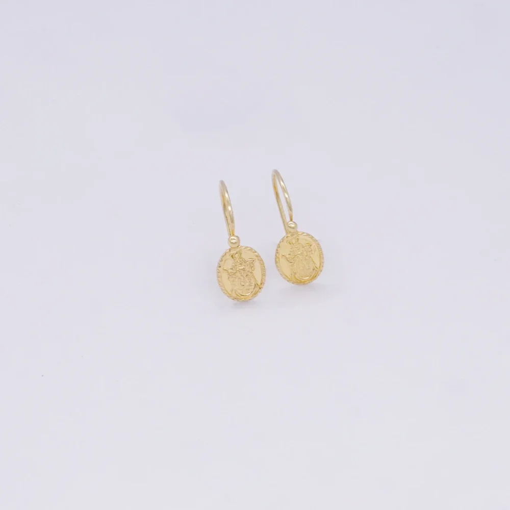 Aretes Virgen Guadalupe Oro 18K - Orofino Ecuador