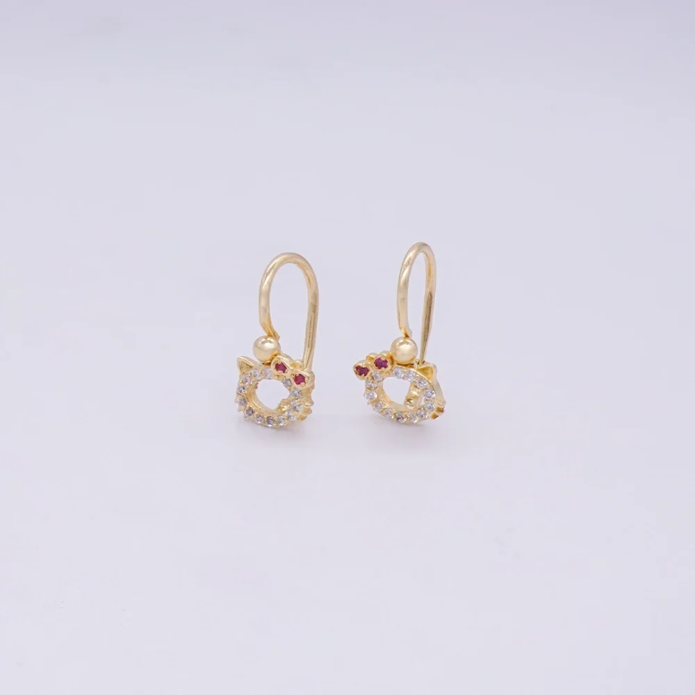 Aretes Hello Kitty Oro 18K - Orofino Ecuador