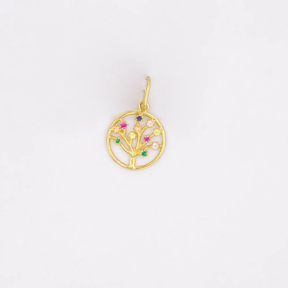 Dije Arbol De Vida Piedras Colores Oro 18K - Orofino Ecuador