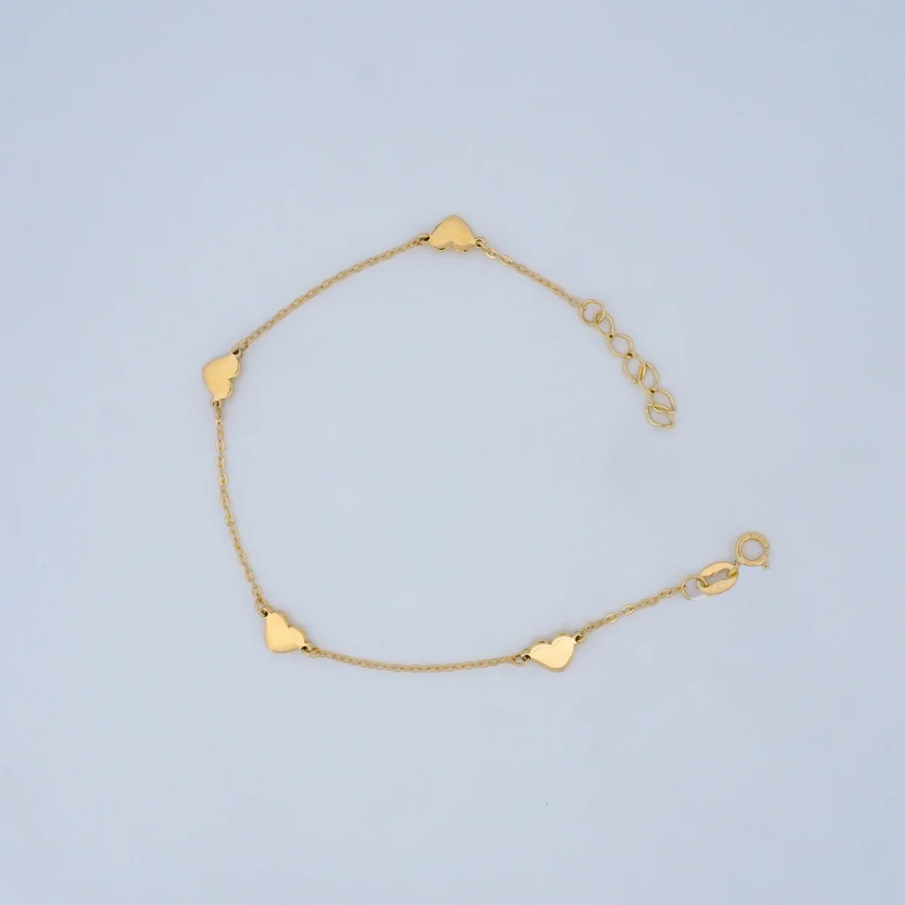Pulso Tejido Rolon Corazones Oro 18K - Orofino Ecuador