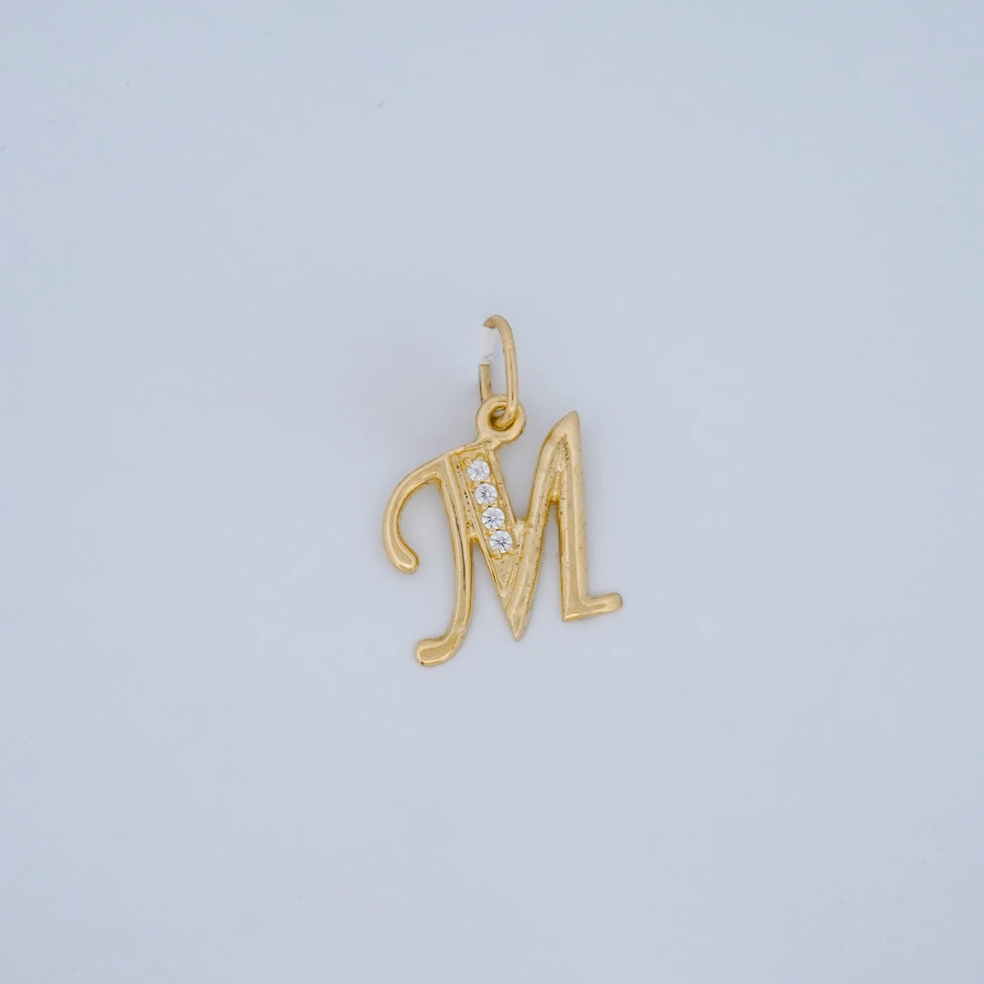 1872559.webp Dije Letra M Piedras Oro 18K - Orofino Ecuador