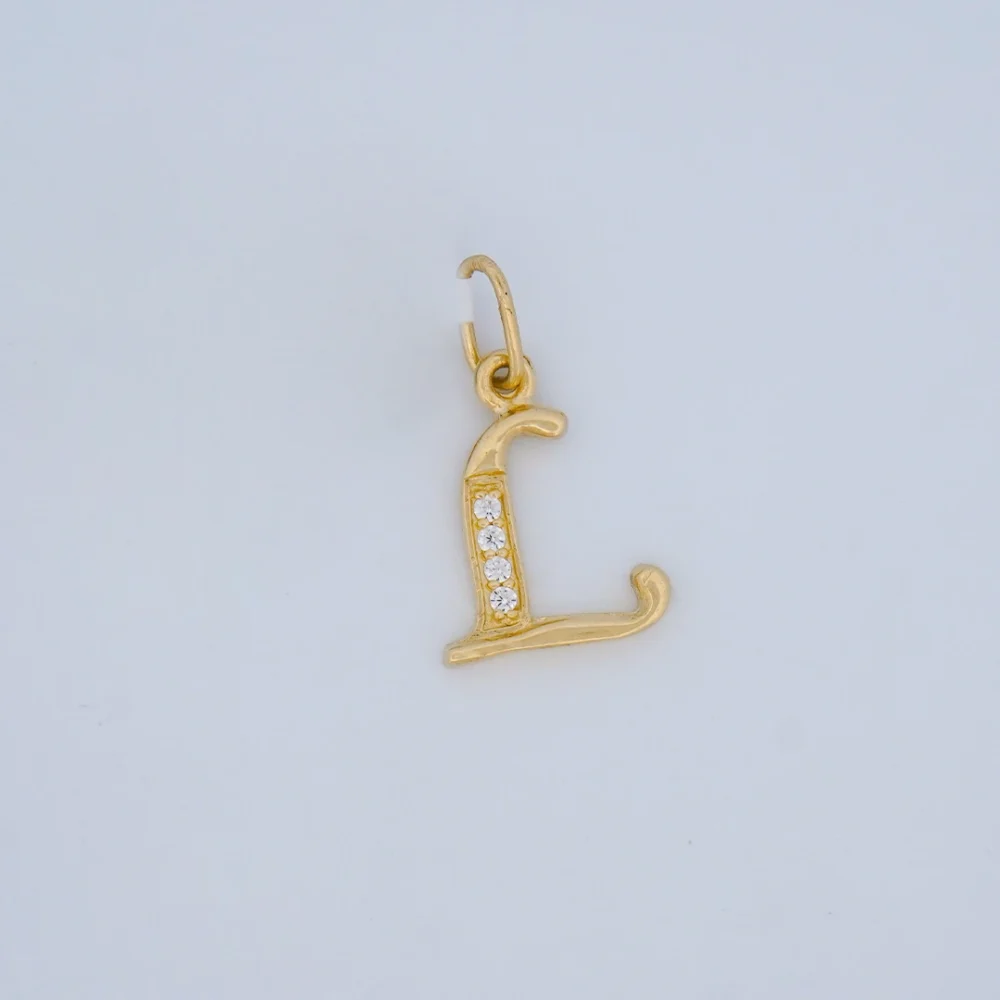 Dije Letra L Piedras Oro 18K - Orofino Ecuador