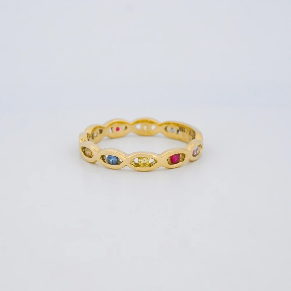 Anillo Con Piedras De Colores Oro 18K - Orofino Ecuador