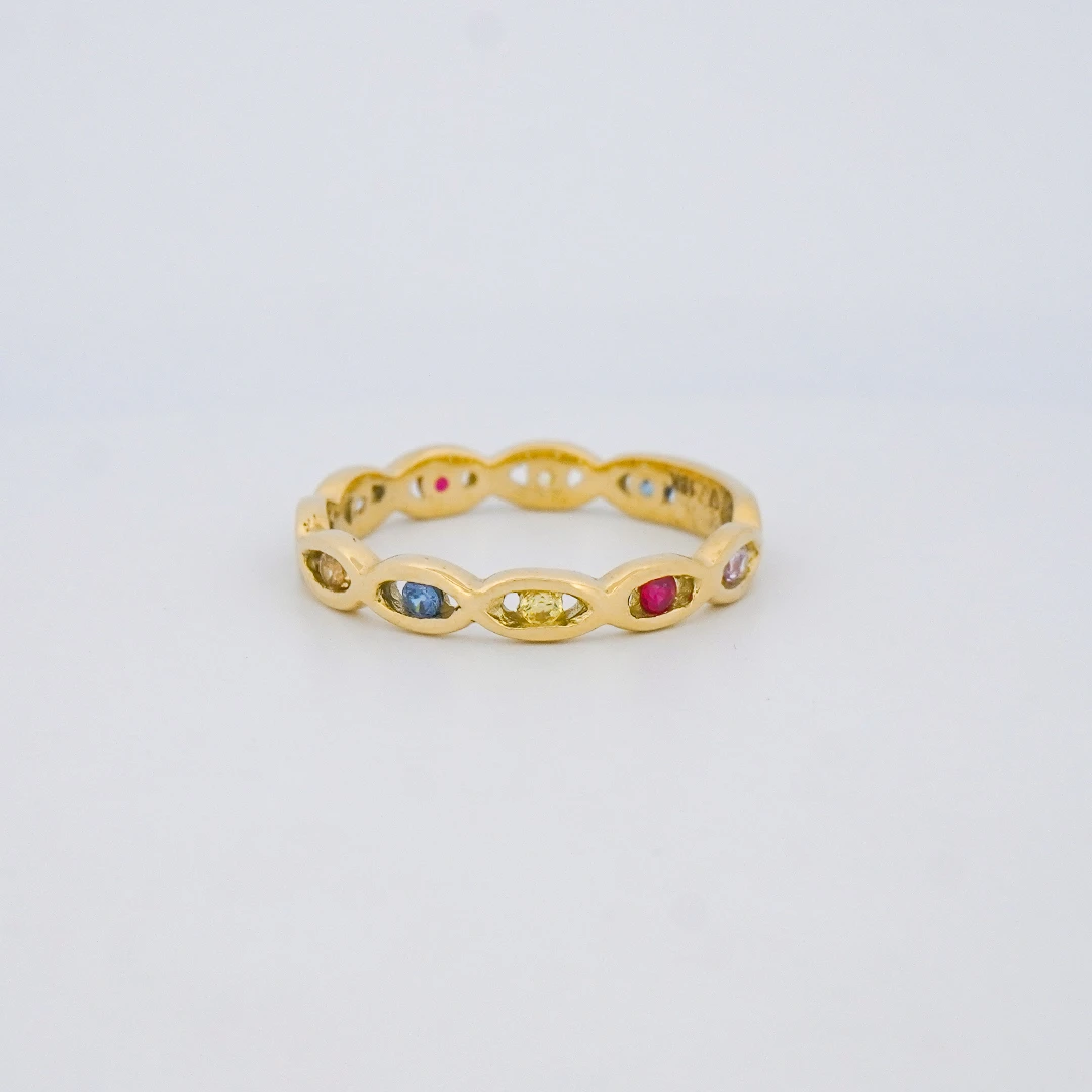 1516404.webp Anillo Con Piedras De Colores Oro 18K - Orofino Ecuador