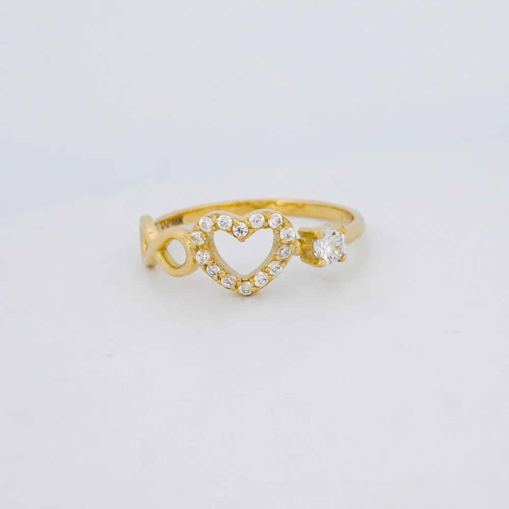 Anillo Infinito Y Corazón Con Zircones Oro 18K - Orofino Ecuador