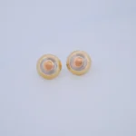 Aretes Topos Media Bola Tres Oros 18K - Orofino Ecuador