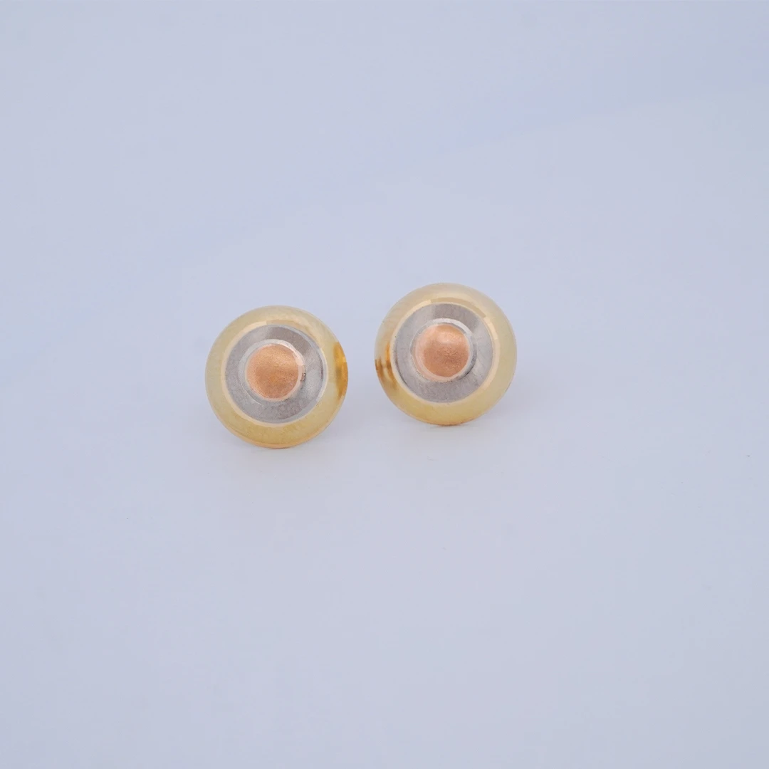 1522770.webp Aretes Topos Media Bola Tres Oros 18K - Orofino Ecuador