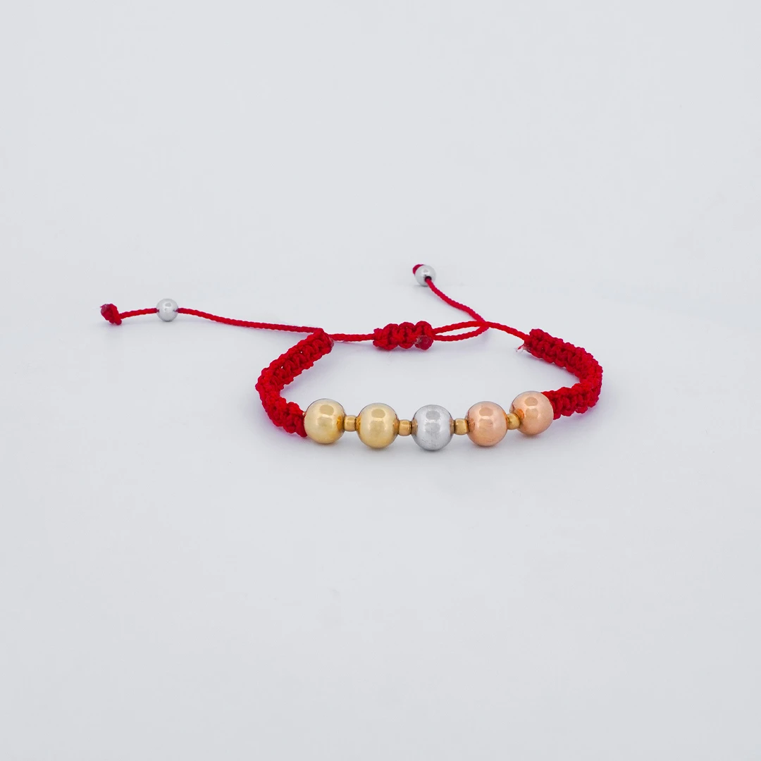 1531394.webp Pulsera Tejido Con 11 Balines Tres Oros 18K - Orofino Ecuador