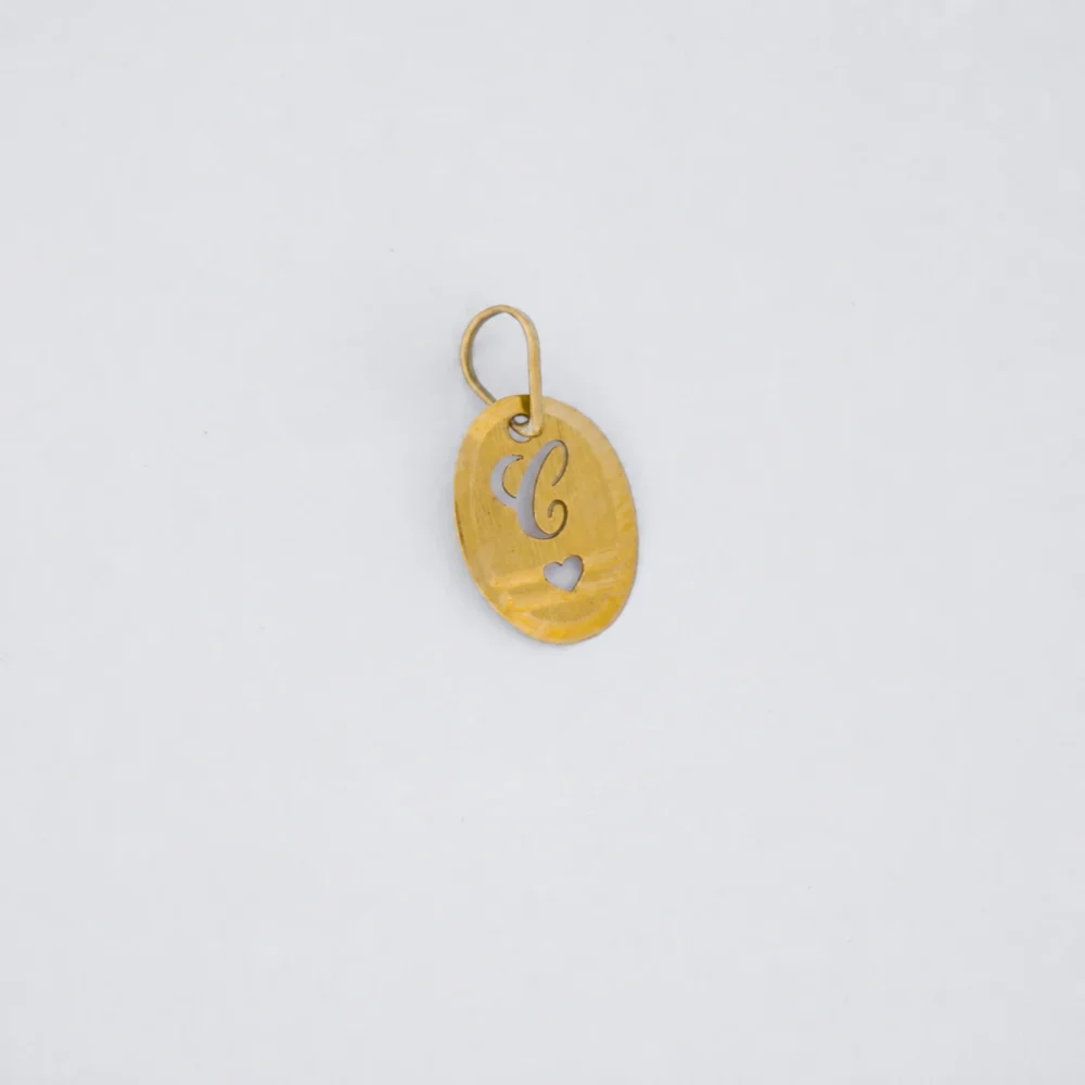 Dije Placa Letra E Oro 18K - Orofino Ecuador