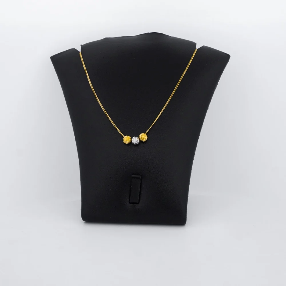 Cadena Tejido Cola De Ratón 3 Balines Diamantados Oro 18K - Orofino Ecuador