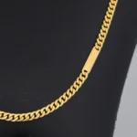 Cadena Tejido Cubana Con Barras Oro 18K - Orofino Ecuador (vista 2)