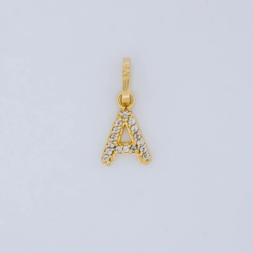 Dije Letra A Piedras Oro 18K - Orofino Ecuador