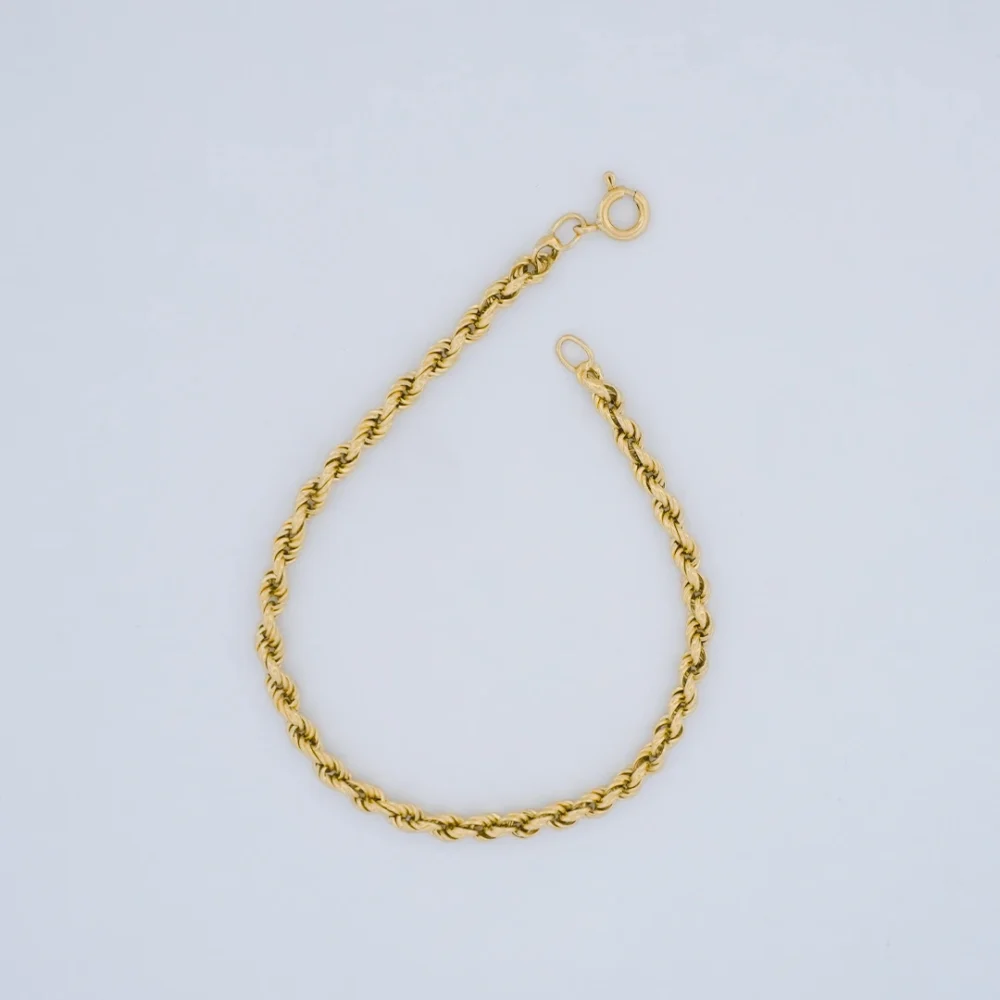 Pulsera Tejido Cordón Salomónico Oro 18K - Orofino Ecuador